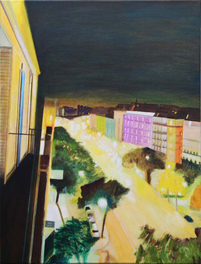 Nachtelijke Stad. 2004 olieverf op linnen 60cm x 80cm