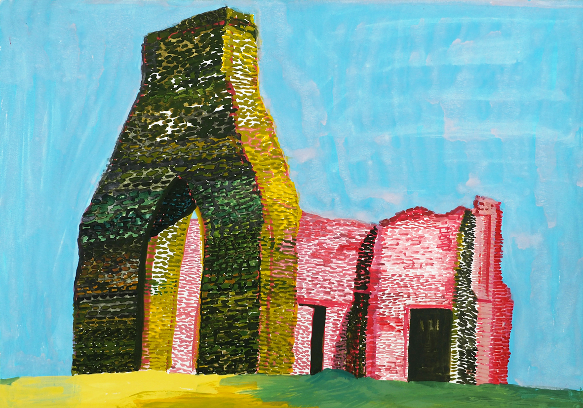 Angeline Lips, Ruïne 2019, Gouache op papier, 45 x 32 cm