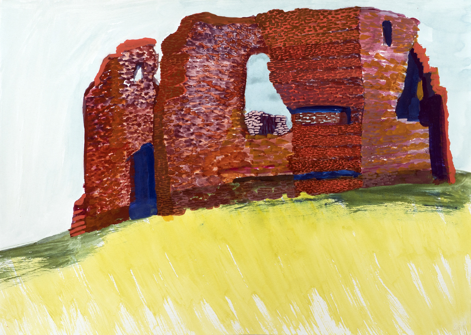 Angeline Lips, Ruïne 2019, Gouache op papier, 32 x 45 cm