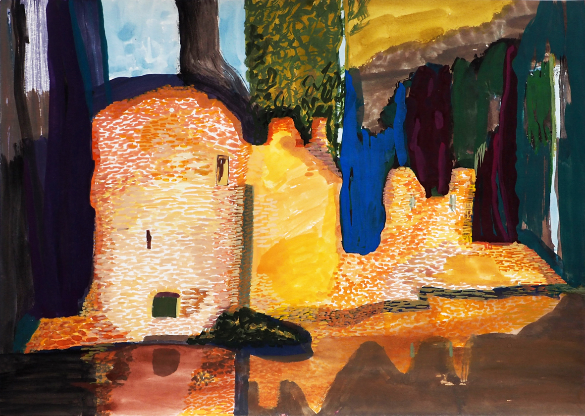 Angeline Lips, Ruïne 2019, Gouache op papier, 45 x 32 cm